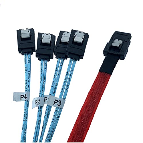 Allowish Mini SAS SFF-8087 auf SATA-Server-Hochgeschwindigkeits-Verbindungskabel mit 4 Anschlüssen, 0,5 m, Rot von Allowish