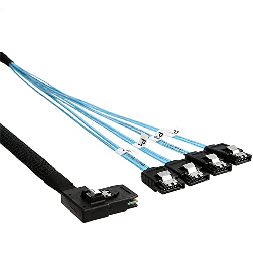 Allowish MINI SAS SFF-8087 to 4 Ports SATA Server high-Speed Connection Cable (0.5m,Black) von Allowish
