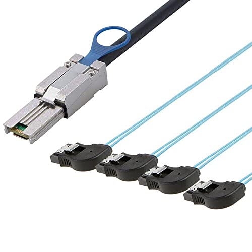 Allowish Mini SAS SFF-8088 to 4 Ports SATA 7P Female Server Hard Disk Connection Cable (1m,Black) von Allowish