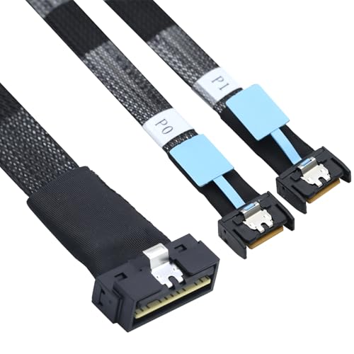 Allowish PCI-E Ultraport Slimline SAS 4.0 LP Low Profile SFF-8654 8i 74P auf 2X MCIO SFF-8654 4i 38P Server internes Verbindungskabel (1 m) von Allowish