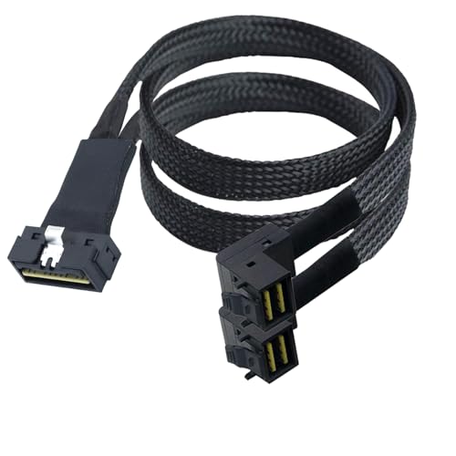 Allowish PCI-E Ultraport Slimline SAS4.0 LP Low Profile SFF-8654 8i 74pin auf MINI SAS HD SFF-8643 8I 36pin 90 Grad Server Adapterkabel (0,5 m) von Allowish