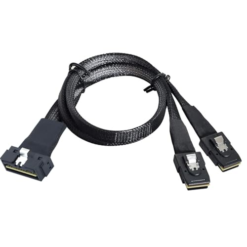 Allowish PCI-E Ultraport Slimline SAS4.0 LP Low Profile SFF-8654 8i 74pin to 2X MINI SAS SFF-8087 36pin Server Internal Connection Cable (0,5m) von Allowish