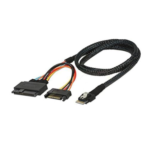 Allowish Slimline Mini SAS SFF-8654 4I 38P auf SAS SFF-8639 U.2 mit SATA15P-Stecker Adapterkabel für Server Motherboards (80cm) von Allowish