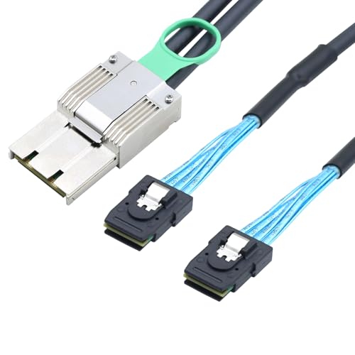 PCIE Adapterkabel aus Zinklegierung, Dual Express iPass Mini SAS HD SFF-8088 8X 68P High-Speed I/O Stecker auf 2 x Mini SAS SFF8087 36P Stecker Adapterkabel (2 m) von Allowish