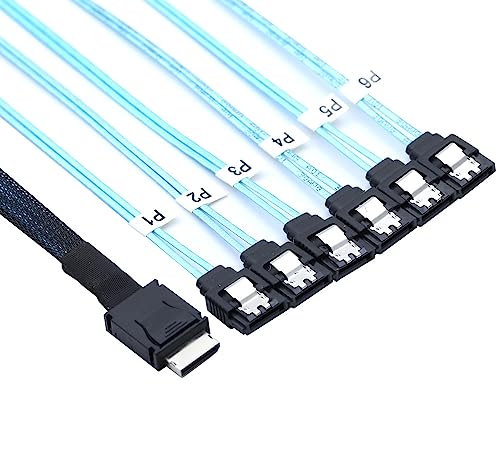 PCIE Oculink SFF 8611 4I auf 6 SATA 7p Adapter für effiziente Serverleistung (50 cm) von Allowish