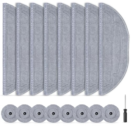 16 Stück Wischtücher für Roborock S8 Maxv Ultra Saugroboter, Mikrofaser VibraRise 3.0 Wischtuch Zubehör, 8 Wischmop und 8 Kantenwischmop mit 1 Schraubendreher von Alloytool