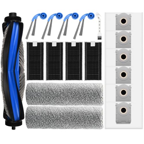 18 Stück Zubehörset für ECOVACS DEEBOT T80 Omni Saugroboter, 1 Gummi-Hauptbürste, 4 Filters, 2 Wischwalze, 4 Seitenbürsten, 6 Staubbeutel, 1 Reinigungsbürste von Alloytool