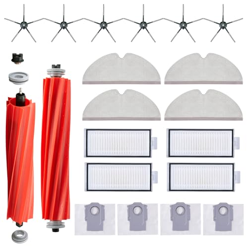 20 Stück Zubehörset für Roborock Q7 / Q7+ / Q7 Max / Q7 Max+ Staubsauger Ersatzteile Enthält 2 Hauptbürste 4 Wischtücher 4 HEPA-Filter 4 Staubbeutel 6 Seitenbürsten (Schwarz) von Alloytool