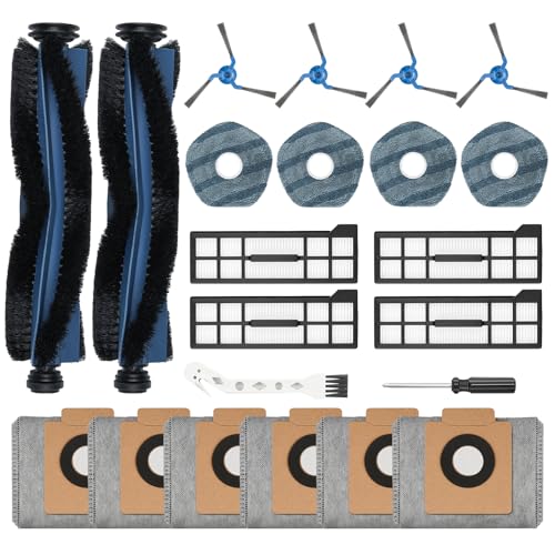 22 Stück Zubehörset für Eufy X10 Pro Omni Saugroboter, Ersatzteile Enthält 2 Hauptbürsten 4 Filter 6 Staubbeutel 4 Wischpads 4 Seitenbürsten 1 Reinigungsbürste 1 Schraubendreher von Alloytool