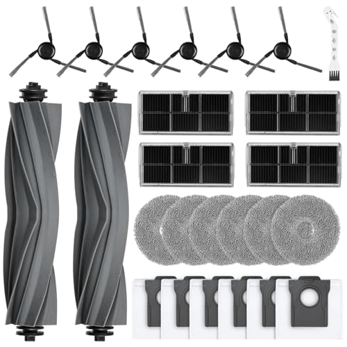 25 Stück Zubehörset für Dreame X40 Ultra Complete/ X40 Master/ L40 Ultra/Mova P50 Pro Ultra Roboter Staubsauger, 2 Hauptbürste 4 Filter 6 Wischtücher 6 Staubbeutel 6 Seitenbürsten 1 Reinigungsbürste von Alloytool