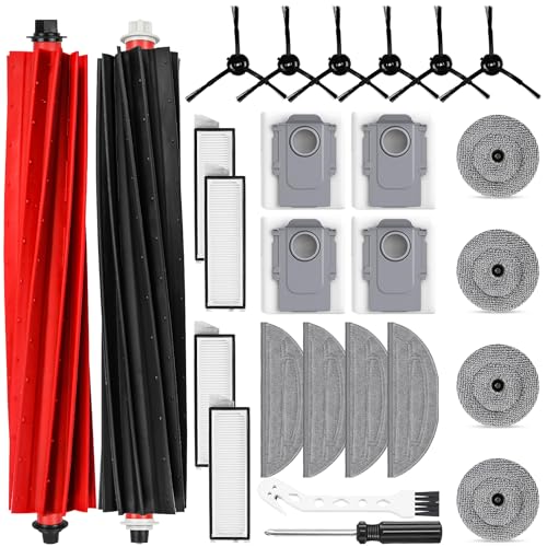 26 Stück Zubehör für Roborock S8 MaxV Ultra Saugroboter, 2 Hauptbürste 4 Staubbeutel 4 Wischtücher 4 Seitenwischer 4 Filter 6 Seitenbürsten 1 Reinigungsbürste 1 Schraubendreher von Alloytool
