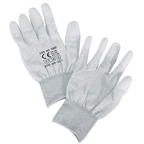 Allpax ESD Handschuhe Mischgewebe Gr. L - elastisch & waschbar - 1 Paar - Nylon-/Polyester-Gewebe - Polyurethan-verstärkt von Allpax
