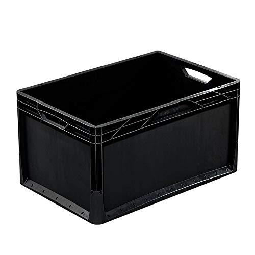 Allpax Euronorm Stapelbehälter ECO (schwarz) - 600 x 400 x 320 mm - Handgriffe offen - 66 Liter - stapelbar, recyclebar - Verschiedene Ausführungen und Größen von Allpax