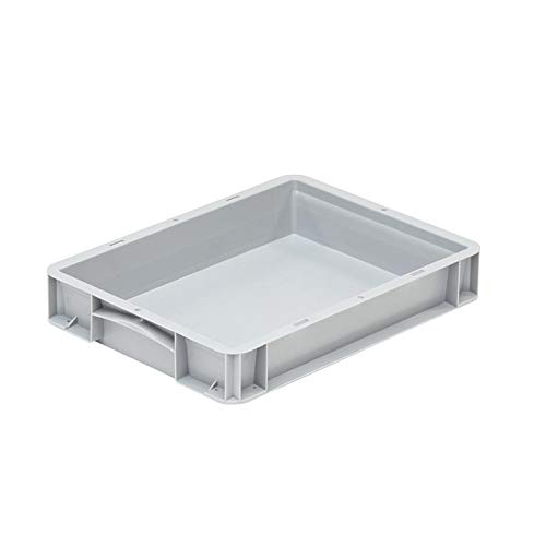 Allpax Euronorm Stapelbehälter Industrie (grau) - 400 x 300 x 70 mm - Handgriffe geschlossen - 6,4 Liter - stapelbar, recyclebar - Verschiedene Ausführungen und Größen von Allpax