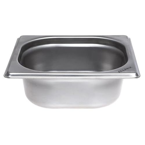 Allpax GN Behälter 1/6 Edelstahl - Höhe 100 mm - lebensmittelechter & hitzebeständiger Gastronormbehälter, zum Abtropfen oder als Gareinsatz im Chafing Dish von Allpax