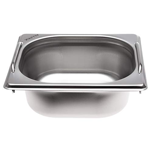 Allpax GN Behälter 1/6 Edelstahl - Höhe 65 mm - mit Griffe - lebensmittelechter & hitzebeständiger Gastronormbehälter, zum Abtropfen oder als Gareinsatz im Chafing Dish von Allpax