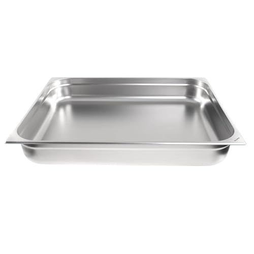 Allpax GN Behälter 2/1 Edelstahl - Höhe 100 mm - lebensmittelechter & hitzebeständiger Gastronormbehälter, zum Abtropfen oder als Gareinsatz im Chafing Dish von Allpax