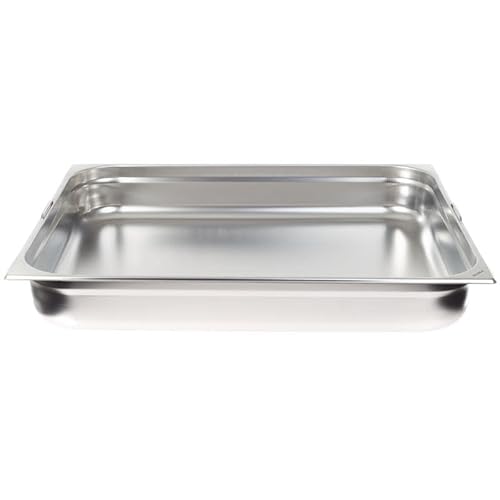 Allpax GN Behälter 2/1 Edelstahl - Höhe 100 mm - mit Griffe - lebensmittelechter & hitzebeständiger Gastronormbehälter, zum Abtropfen oder als Gareinsatz im Chafing Dish von Allpax