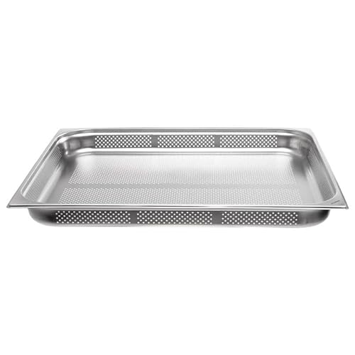Allpax GN Behälter 2/1 Edelstahl - Höhe 65 mm - mit Lochung - lebensmittelechter & hitzebeständiger Gastronormbehälter, zum Abtropfen oder als Gareinsatz im Chafing Dish von Allpax