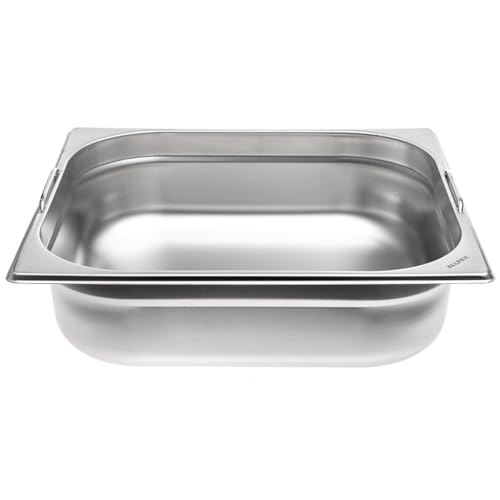 Allpax GN Behälter 2/3 Edelstahl - Höhe 100 mm - mit Griffe - lebensmittelechter & hitzebeständiger Gastronormbehälter, zum Abtropfen oder als Gareinsatz im Chafing Dish Allpax GN Behälter 2/3 Edelstahl - Höhe 100 mm - mit Griffe - lebensmittelechter & hitzebeständiger Gastronormbehälter, zum Abtropfen oder als Gareinsatz im Chafing Dish von Allpax