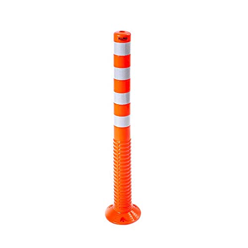 Allpax STOPPO Flexibler Absperrpfosten, 1 m Höhe, Leichter Kunststoffpoller zum Absperren, elastisch mit Kippvorrichtung, in auffälliger Signalfarbe mit 4 Reflektorstreifen, orange-weiß von Allpax