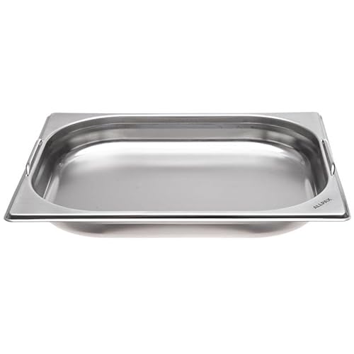 Allpax GN Behälter 1/2 Edelstahl - Höhe 40 mm - mit Griffe - lebensmittelechter & hitzebeständiger Gastronormbehälter, zum Abtropfen oder als Gareinsatz im Chafing Dish von Allpax