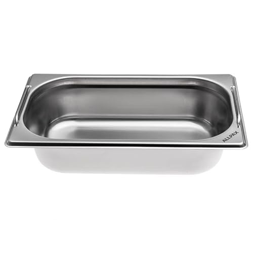 Allpax GN Behälter 1/4 Edelstahl - Höhe 65 mm - mit Griffe - lebensmittelechter & hitzebeständiger Gastronormbehälter, zum Abtropfen oder als Gareinsatz im Chafing Dish von Allpax