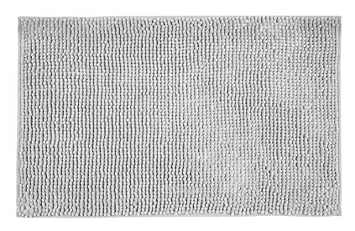 Allstar Badematte Chenille, waschbar, Anti-Rutsch Matte für einen sicheren Stand im Badezimmer, weicher Hochflor Badteppich aus 100% Polyester, schnelltrocknend und hygienisch, 50 x 80 cm, Hellgrau von Allstar