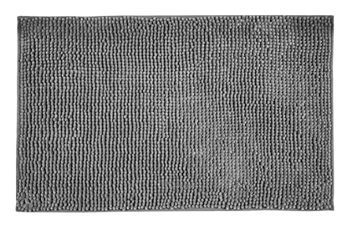 Allstar Badematte Chenille, waschbar, Anti-Rutsch Matte für einen sicheren Stand im Badezimmer, weicher Hochflor Badteppich aus 100% Polyester, schnelltrocknend und hygienisch, 50 x 80 cm, Anthrazit von Allstar