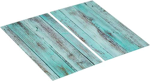 Allstar Glasabdeckplatten Blue Wood 2er Set - 2er Set, Kochplattenabdeckung für Glaskeramik-Kochfelder, Gehärtetes Glas, 30 x 0.8 x 52 cm, Mehrfarbig von Allstar