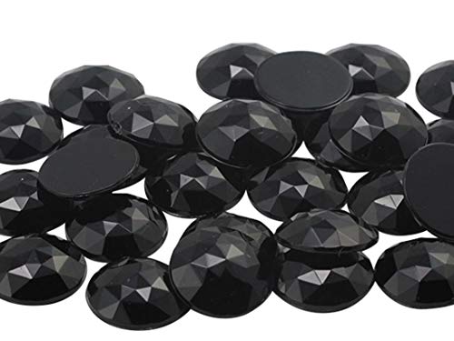 Allstarco 15mm Flat Back Round Acrylic Rhinestones Plastic Gems for Jewelry Making Costume Jewels Cosplay Embelishments - 40 Pieces (Black Jet .JT) von Allstarco