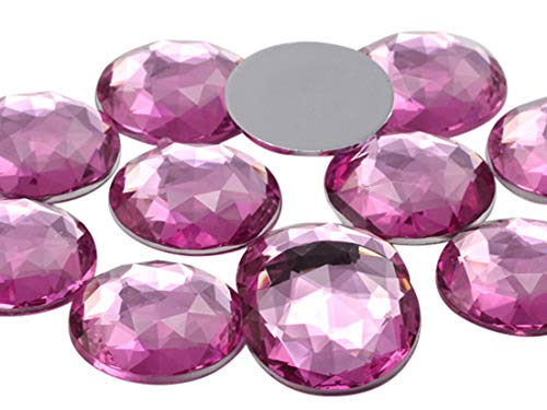 20mm Flat Back Round Acrylic Rhinestones Plastic Circle Gems for Costume Making Cosplay Jewels Pro Grade - 20 Pieces (Pink Rose H112) von Allstarco