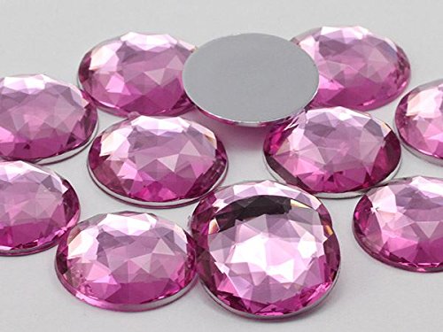 20mm Flat Back Round Acrylic Rhinestones Plastic Circle Gems for Costume Making Cosplay Jewels Pro Grade - 20 Pieces (Pink Rose H112) von Allstarco