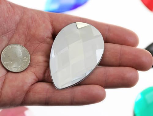Allstarco 62x42mm Extra Large Flat Back Teardrop Acrylic Rhinestones Plastic Gems for Jewelry Making Costume Jewels Cosplay Card Making Embelishments Decor Crafts - 2 Pieces (Crystal Clear H102) von Allstarco