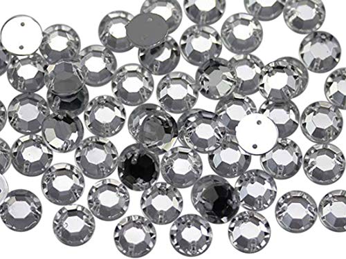 7 mm Sew on strass con due fori per cucito su tessuti. Pro grade. Senza piombo. – 100 pezzi Crystal Clear H102 von Allstarco