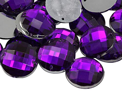 Allstarco 16 mm Violetter Amethyst CH05 Flachrücken Aufnähbare Runde Perlen Acryl Strass Nähplastik Edelsteine mit Löchern für Schmuck, Kleidung, Kleidungsverzierungen, Schuhe, Basteln 40 Stück von Allstarco