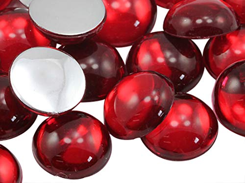 Allstarco 18 mm roter Rubin H103 Acryl-Cabochon mit flacher Rückseite, rund, Profi-Qualität, 30 Stück von Allstarco