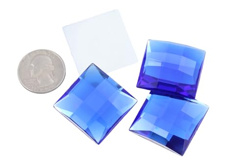 Allstarco 30 mm große, quadratische Acryl-Edelsteine, flache Rückseite, für Cosplay, Kostüm, Verzierungen für Bastelprojekte, DIY-Projekte – 4 Stück (blauer Saphir H104) von Allstarco