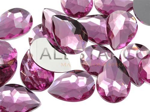 Allstarco Acryl-Strasssteine in Tropfenform, 18 x 13 mm, flache Rückseite, für Schmuckherstellung, Kostüm, Schmuck, Cosplay, Kartenherstellung, Verzierungen, Handwerk – 30 Stück (Pink H112) von Allstarco