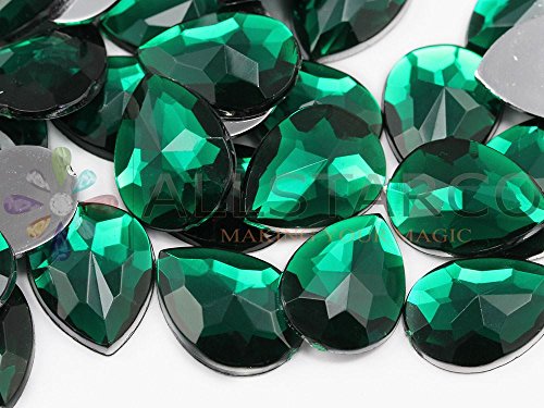 Allstarco Acryl-Strasssteine in Tropfenform, 18 x 13 mm, flache Rückseite, für Schmuckherstellung, Kostüm, Schmuck, Cosplay, Kartenherstellung, Verzierungen, Handwerk – 30 Stück (grüner Smaragd H106) von Allstarco