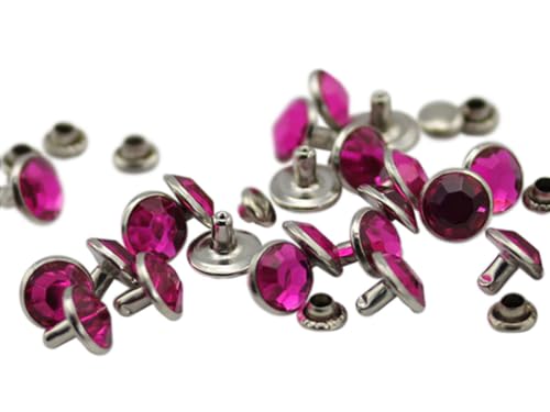 Allstarco H108 Acryl-Strassnieten für Kleidung, Leder, Nähen und Basteln, Schmuckherstellung, für Armbänder, Handtaschen, Flipflops, 11 mm, Rosa, Fuchsia, 40 Stück von Allstarco