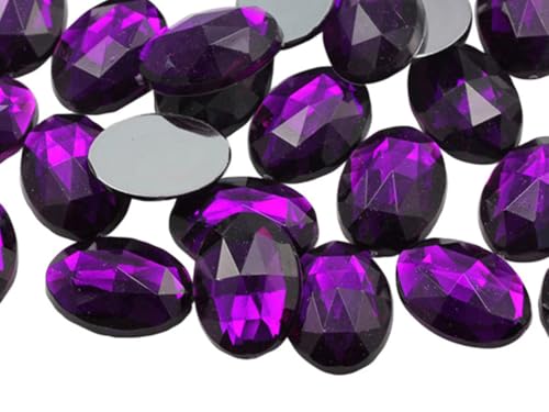 40x30mm Purple Amethyst H105 Large Flat Back Oval Acrylic Rhinestones Cosplay Costume Gems Plastic Jewels Embelishments DIY Crafts Gemstones - 4 Pieces von Allstarco