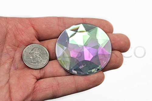 50mm Extra Large Flat Back Round Acrylic Rhinestones Plastic Circle Gems For Costume Making Cosplay Jewels Pro Grade Embelishments - 4 Pieces (Crystal AB H702) von Allstarco