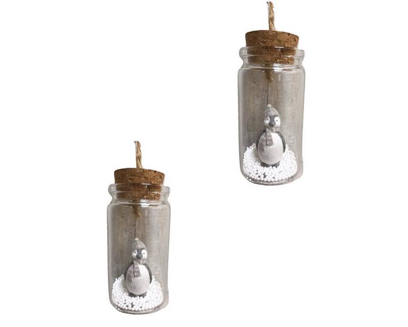 Alltagszauber Christbaumschmuck 2 Hänger PINGUIN IM GLAS - Höhe ca. 8 cm mit Kordel - Christbaumhänger (2-tlg), aus Glas von Alltagszauber