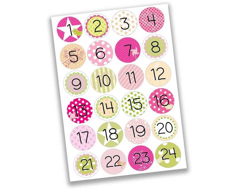 PAPIERDRACHEN DIY-Adventskalender 24 Zahlenaufkleber - Papier selbstklebend (24-tlg) von PAPIERDRACHEN