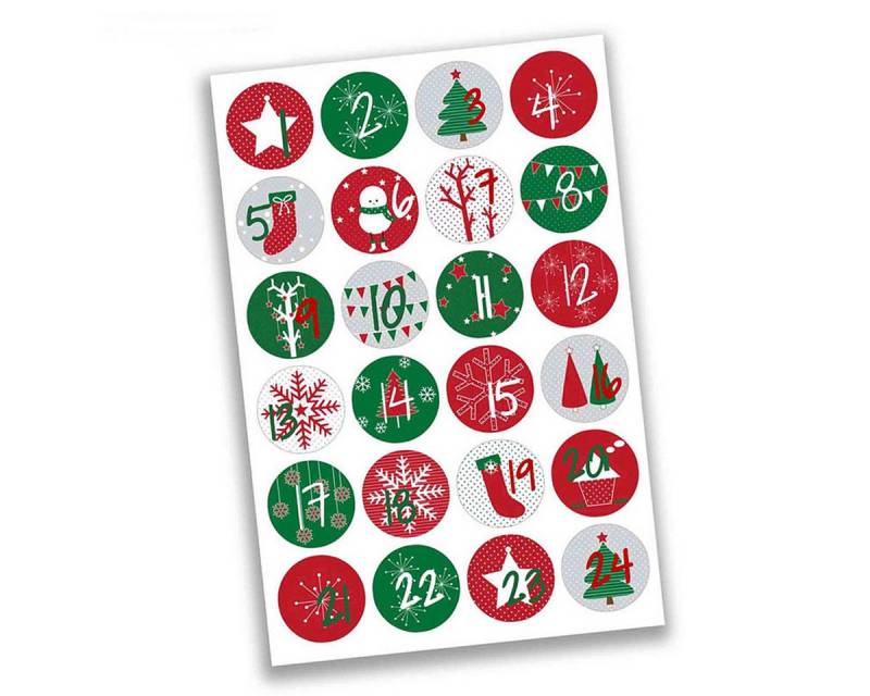 PAPIERDRACHEN DIY-Adventskalender 24 Zahlenaufkleber - Papier selbstklebend (24-tlg) von PAPIERDRACHEN