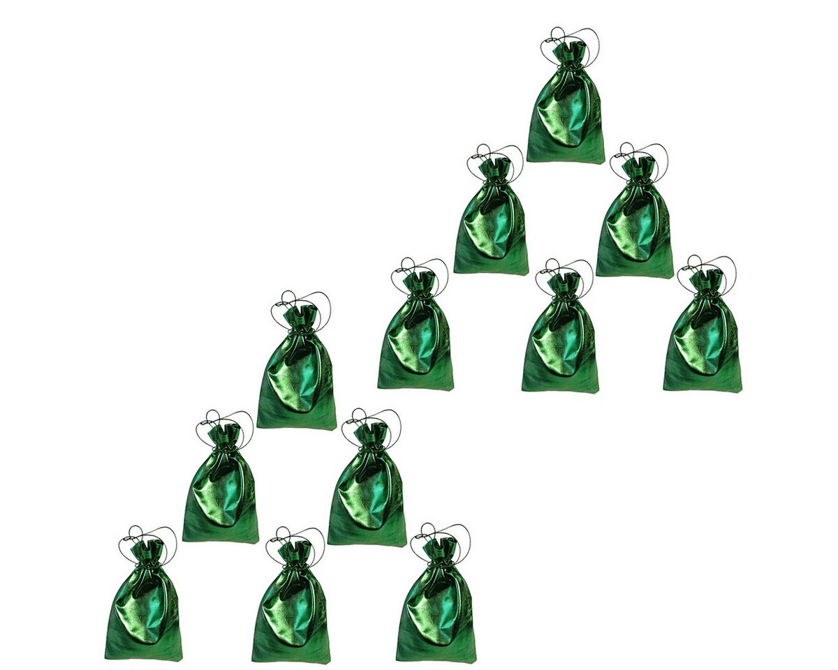 Alltagszauber befüllbarer Adventskalender Organzabeutel grün-metallic 10x15cm (12-tlg) von Alltagszauber