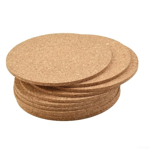 10 Stück Naturkork-Matten, für DIY-Projekte und dekorative Anwendungen zu Hause oder im Büro (rund) von Allthingstore