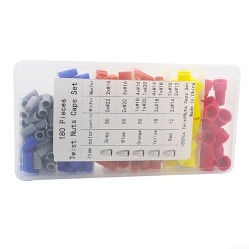 180-teiliges Schraubverbinder-Set für elektrische Verkabelung mit flammhemmender Schale und praktischer Aufbewahrungsbox von Allthingstore