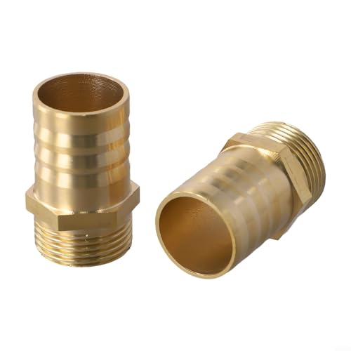 2 Stück Messing-Schlauchstutzen mit Außengewinde für BSP-Gewinde, perfekt für Teich- und Poolanwendungen (3/4 Zoll männlich x 25 mm) von Allthingstore